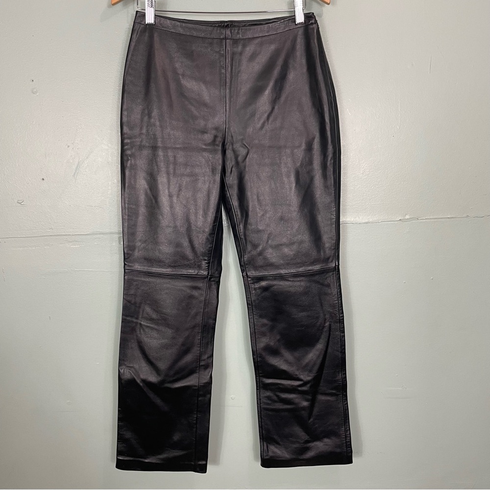 Vintage Croft & Barrow Lambskin‎ Leather Pants Straight Black Lined Women Sz 6